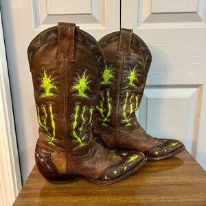 Montana Leather Cowboy Boots "Cactus" RARE
